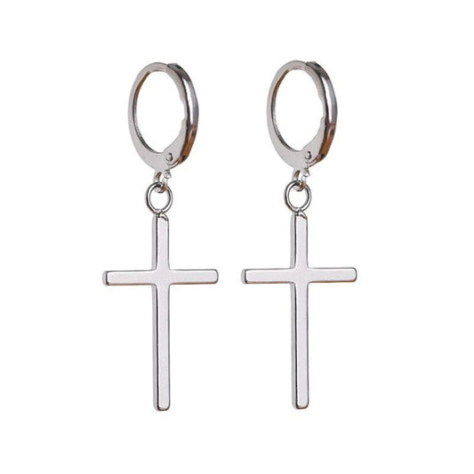 CROSS HOOP EARRING